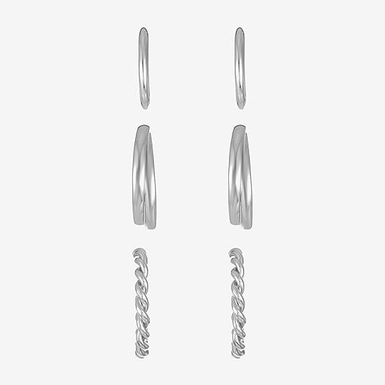 Liz Claiborne Twisted Womens Hypoallergenic 3 Pair Earring Set