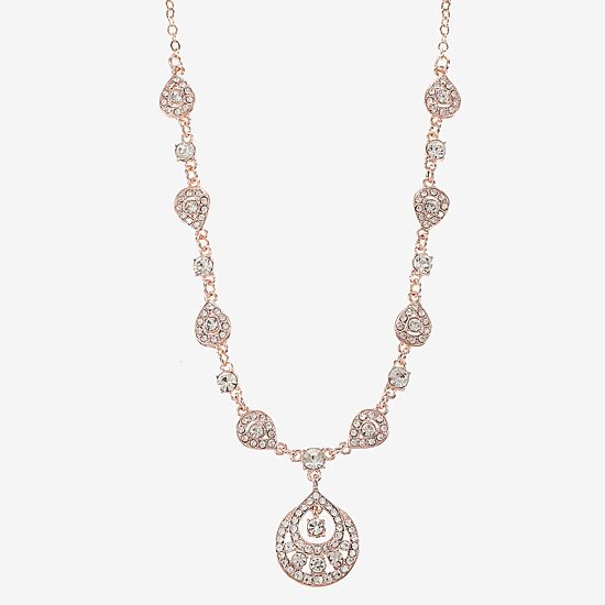 Monet Jewelry Rose Tone Womens Glass 17 Inch Pendant Necklace