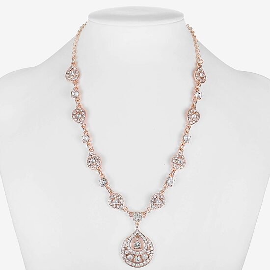 Monet Jewelry Rose Tone Womens Glass 17 Inch Pendant Necklace