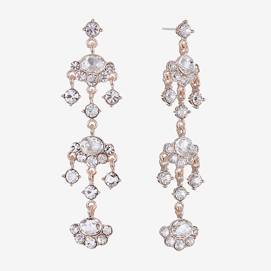Monet Jewelry Rose Tone Womens Glass Hypoallergenic Chandelier Earrings