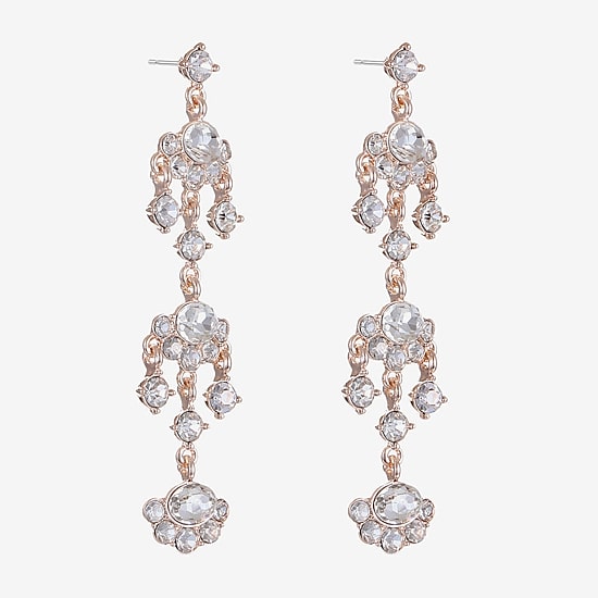 Monet Jewelry Rose Tone Womens Glass Hypoallergenic Chandelier Earrings