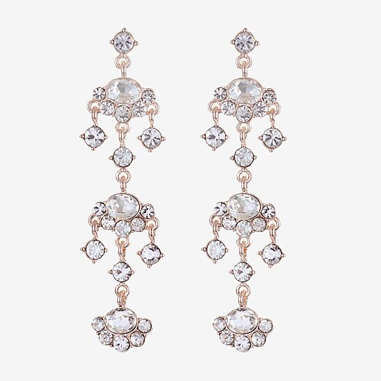 Monet Jewelry Rose Tone Womens Glass Hypoallergenic Chandelier Earrings