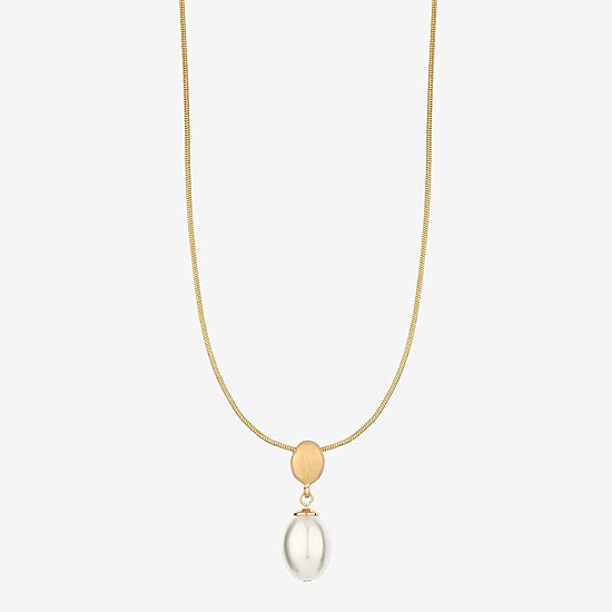 Monet Jewelry Gold Tone Womens Simulated Pearl Oval 17 Inch Pendant Necklace