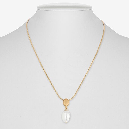 Monet Jewelry Gold Tone Womens Simulated Pearl Oval 17 Inch Pendant Necklace