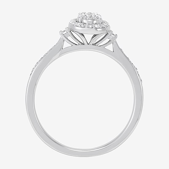 Limited Quantities! (H-I / Si1-Si2) Womens 1/3 CT. T.W. Lab Grown White Diamond Sterling Silver Oval Engagement Ring