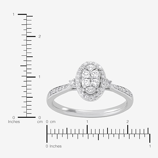 Limited Quantities! (H-I / Si1-Si2) Womens 1/3 CT. T.W. Lab Grown White Diamond Sterling Silver Oval Engagement Ring