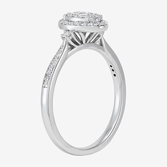 Limited Quantities! (H-I / Si1-Si2) Womens 1/3 CT. T.W. Lab Grown White Diamond Sterling Silver Oval Engagement Ring