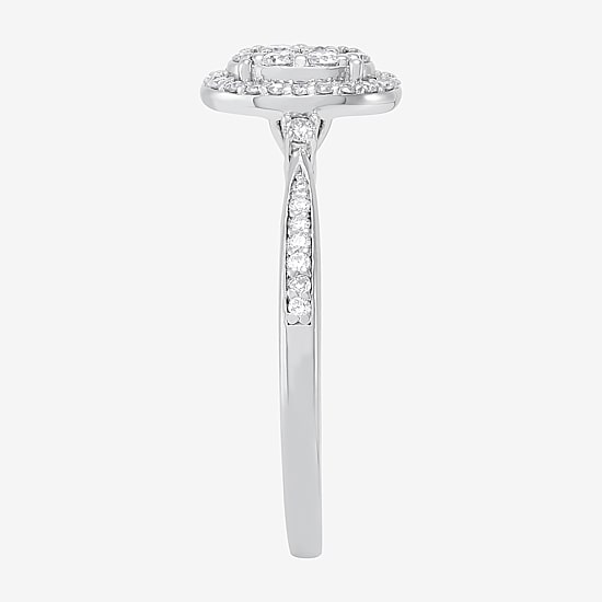 Limited Quantities! (H-I / Si1-Si2) Womens 1/3 CT. T.W. Lab Grown White Diamond Sterling Silver Oval Engagement Ring