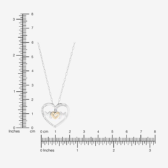 Limited Quantities! "Mom" Womens 1/10 CT. T.W. Natural White Diamond 10K Gold Sterling Silver Heart 18 Inch Pendant Necklace