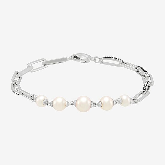 Limited Quantities! Womens Dyed White Cultured Freshwater Pearl Sterling Silver Strand Bracelet