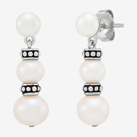 Limited Quantities! Womens Dyed White Cultured Freshwater Pearl Sterling Silver Drop Earrings