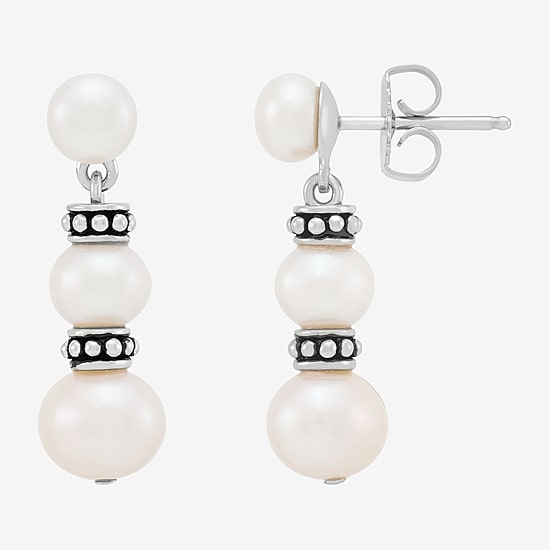 Limited Quantities! Womens Dyed White Cultured Freshwater Pearl Sterling Silver Drop Earrings