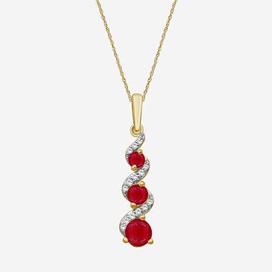 Womens Diamond Accent Gemstone 10K Gold 18 Inch Pendant Necklace
