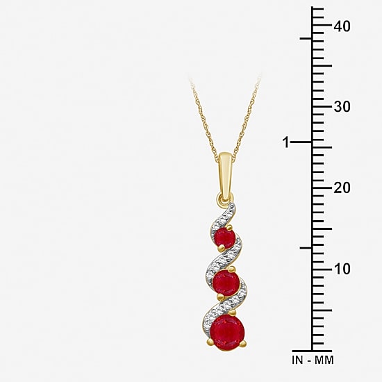 Womens Diamond Accent Gemstone 10K Gold 18 Inch Pendant Necklace