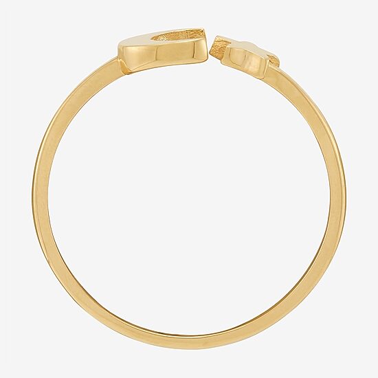 Womens 10K Gold Moon Round Star Band