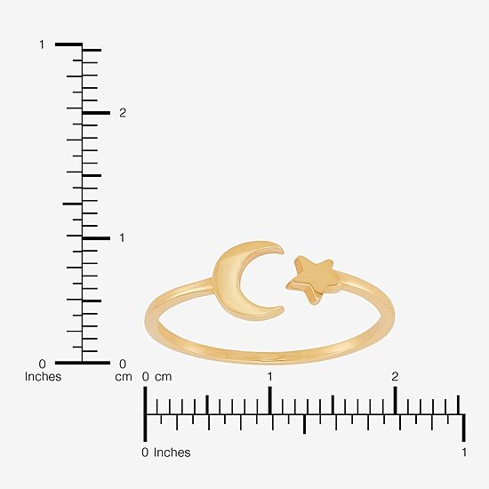 Womens 10K Gold Moon Round Star Band