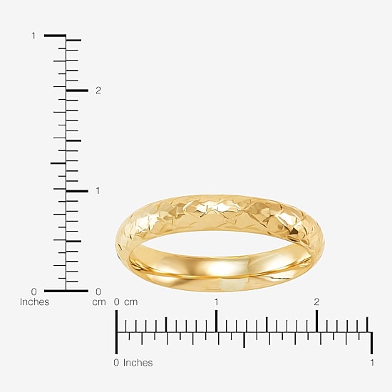 Womens 4MM 14K Gold Heart Round Band