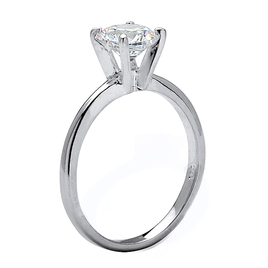 DiamonArt® Womens 1 1/10 CT. T.W.  White Cubic Zirconia Sterling Silver Round Engagement Ring
