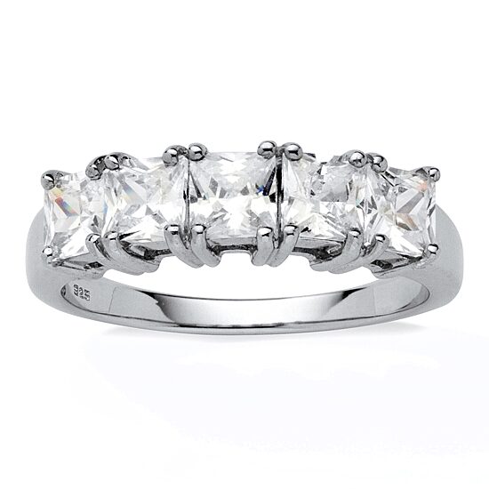 DiamonArt® 2MM 1 7/8 CT. T.W. White Cubic Zirconia Platinum Over Silver Square Band