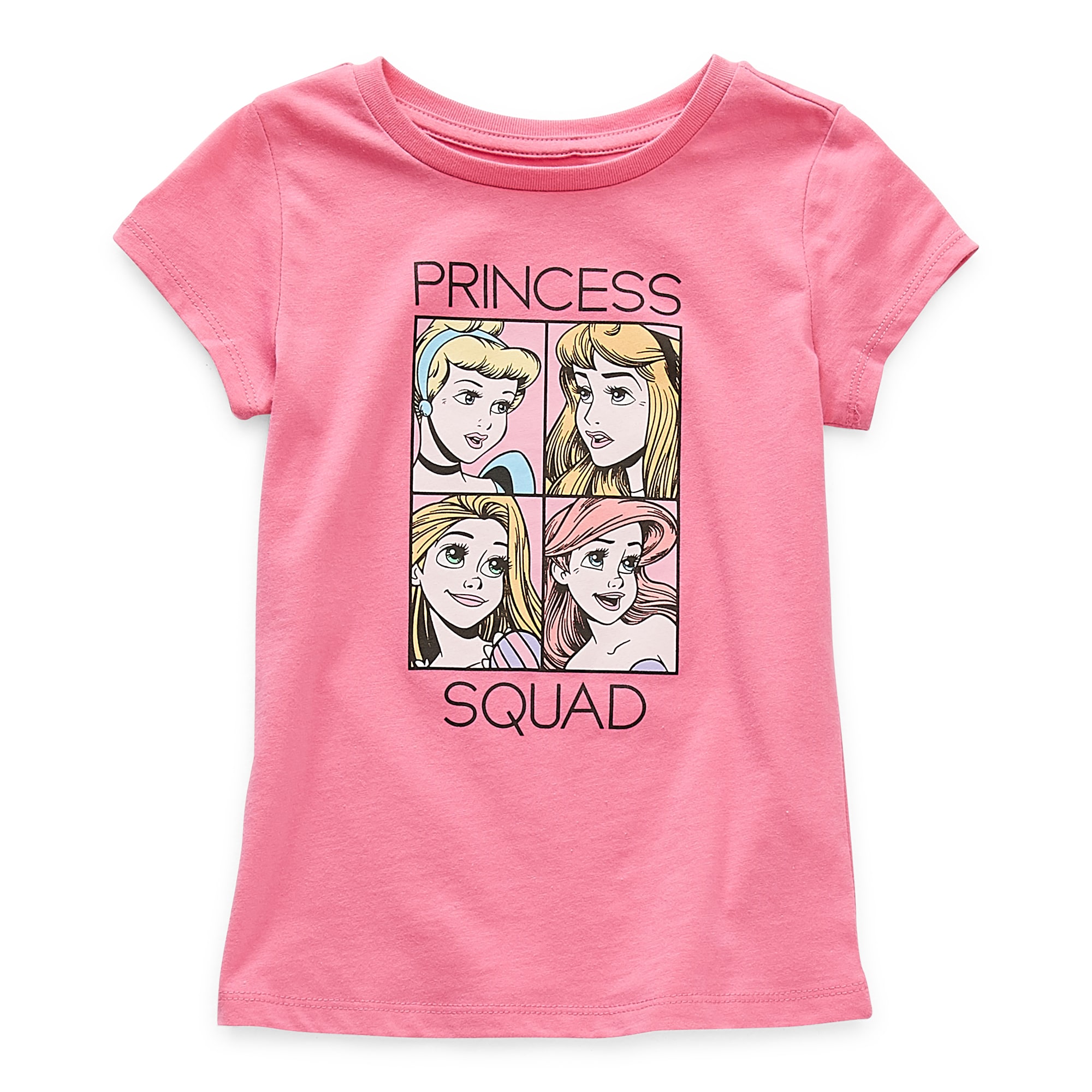 Disney Collection Little & Big Kid Girls Crew Neck Short Sleeve Regular Fit Princess Graphic T-Shirt