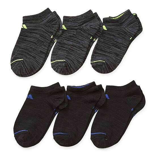 adidas Little & Big Kid Boys Multi-Pack 6 Pair No Show Socks