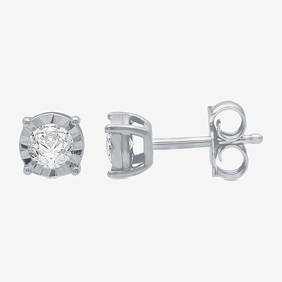 (G / SI1-SI2) Ever Star 1/5 CT. T.W. Lab Grown White Diamond Sterling Silver or 14K Gold over Silver 5.3mm Stud Earrings