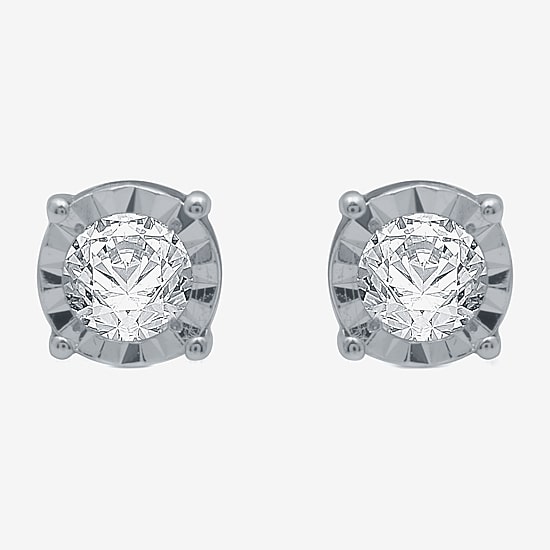 (G / SI1-SI2) Ever Star 1/5 CT. T.W. Lab Grown White Diamond Sterling Silver or 14K Gold over Silver 5.3mm Stud Earrings