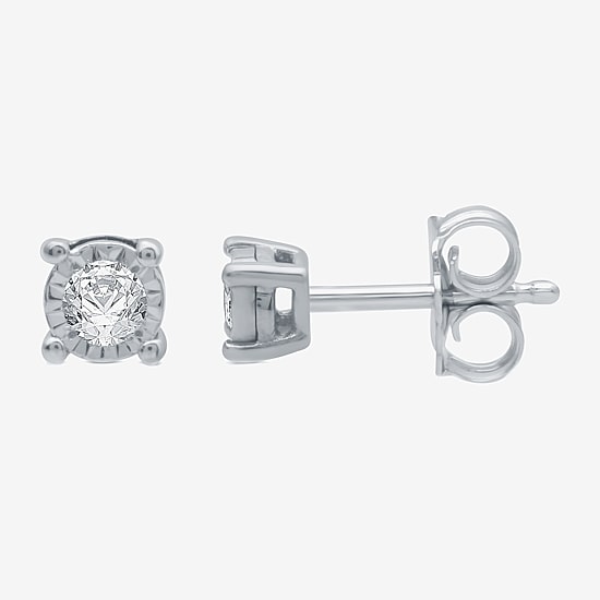 (G / SI1-SI2) Ever Star 1/10 CT. T.W. Lab Grown White Diamond Sterling Silver or 14K Gold over Silver 4.9mm Stud Earrings
