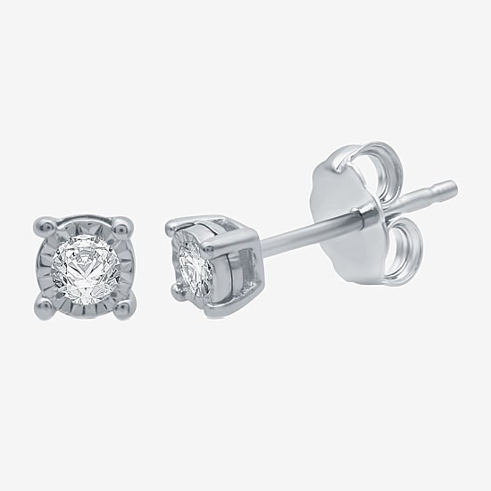 (G / SI1-SI2) Ever Star 1/10 CT. T.W. Lab Grown White Diamond Sterling Silver or 14K Gold over Silver 4.9mm Stud Earrings
