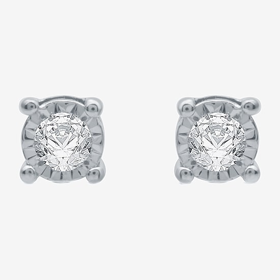 (G / SI1-SI2) Ever Star 1/10 CT. T.W. Lab Grown White Diamond Sterling Silver or 14K Gold over Silver 4.9mm Stud Earrings