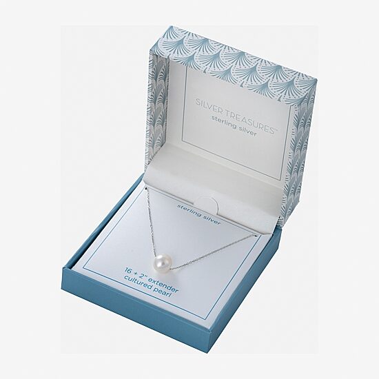 Silver Treasures Womens White Cultured Freshwater Pearl Sterling Silver 18 Inch Pendant Necklace