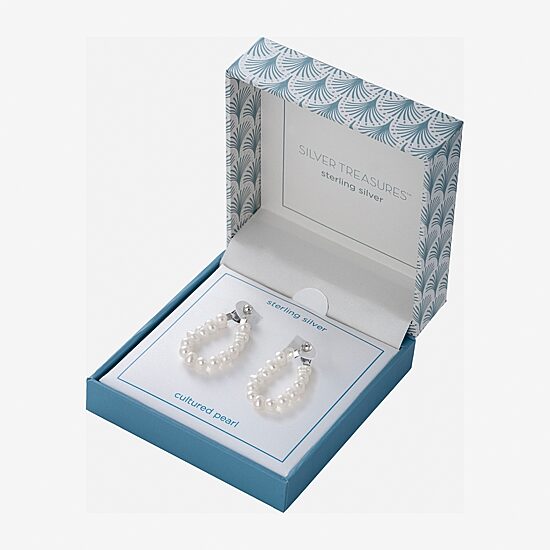 Silver Treasures Cultured Freshwater Pearl Womens White Sterling Silver Drop Earrings