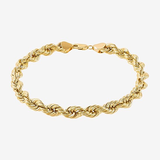 Made in Italy Unisex Adult 10K Gold 9 Inch Hollow Rope Chain Bracelet