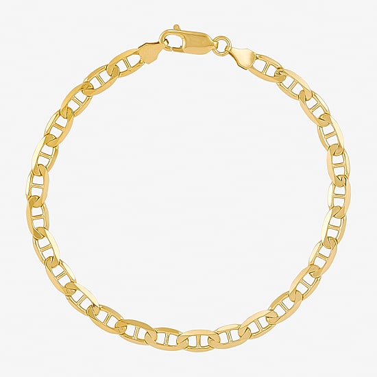 Mens 14K Gold 8 1/2 Inch Solid Link Chain Bracelet