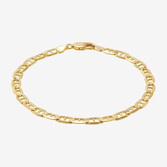 Mens 14K Gold 8 1/2 Inch Solid Link Chain Bracelet
