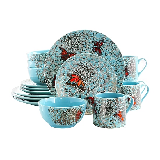 Elama Butterfly Garden 16-pc. Stoneware Dinnerware Set