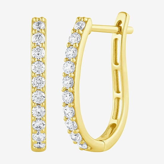 (H-I / I1) Womens 1/2 CT. T.W. Lab Grown White Diamond 10K Gold 18mm Hoop Earrings