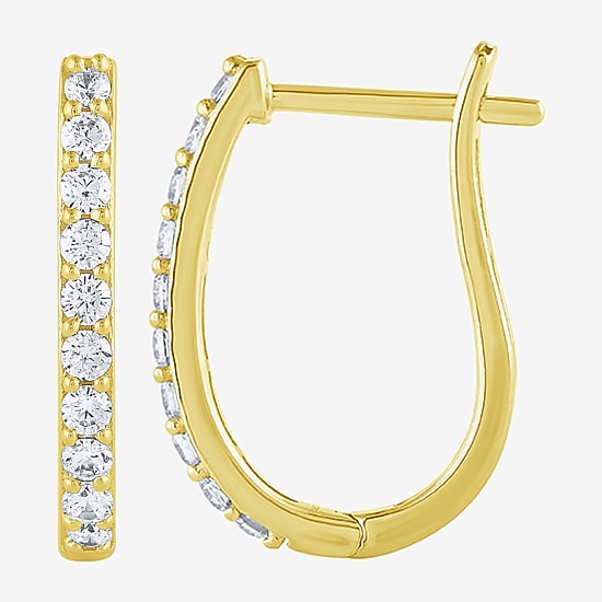 (H-I / I1) Womens 1/2 CT. T.W. Lab Grown White Diamond 10K Gold 18mm Hoop Earrings
