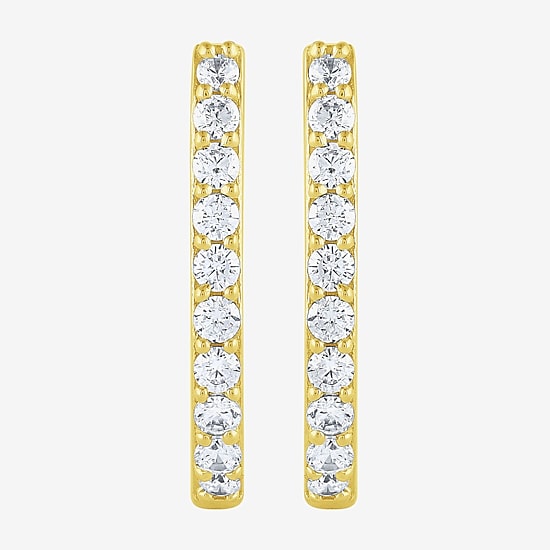 (H-I / I1) Womens 1/2 CT. T.W. Lab Grown White Diamond 10K Gold 18mm Hoop Earrings