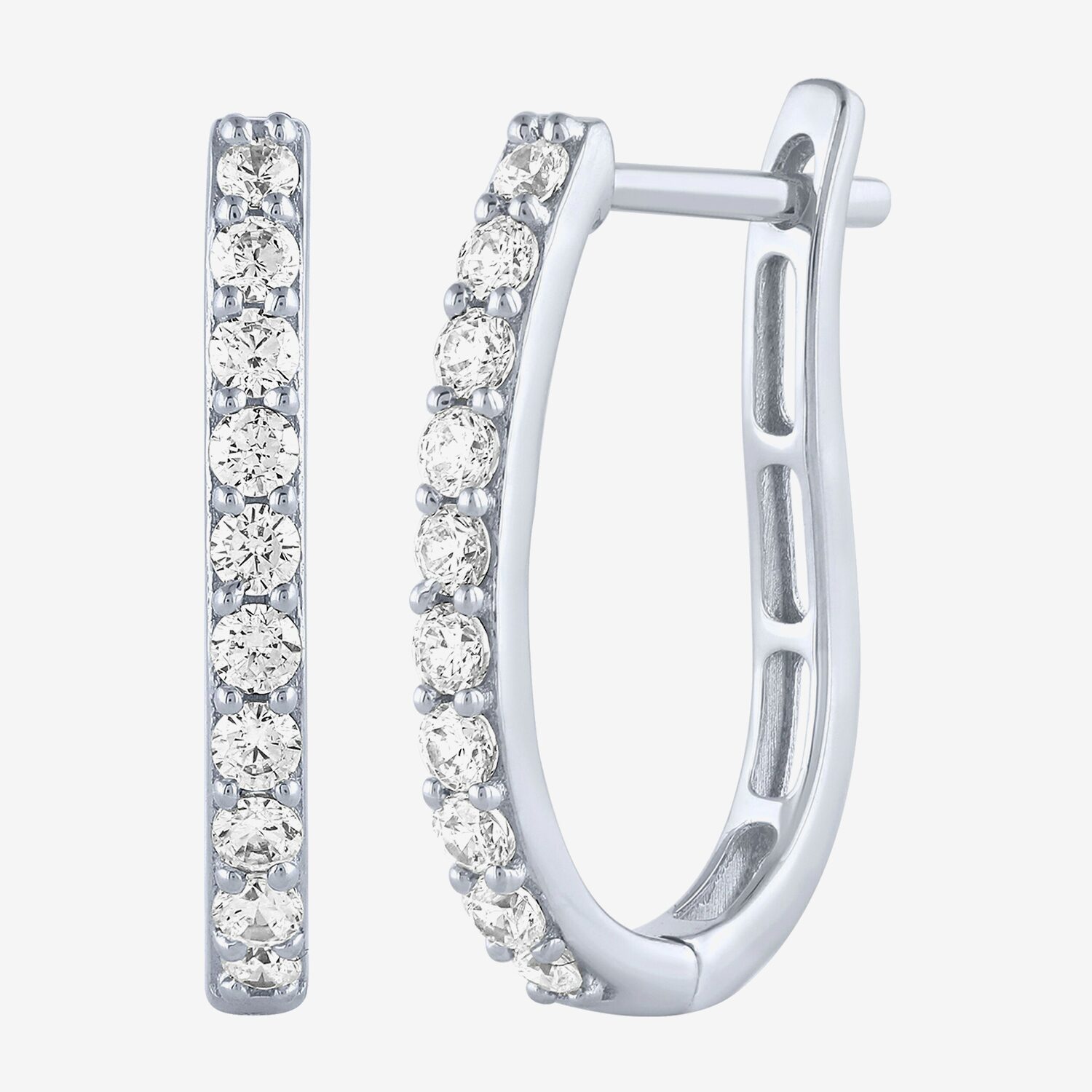 (H-I / I1) Womens 1/2 CT. T.W. Lab Grown White Diamond 10K Gold 18mm Hoop Earrings
