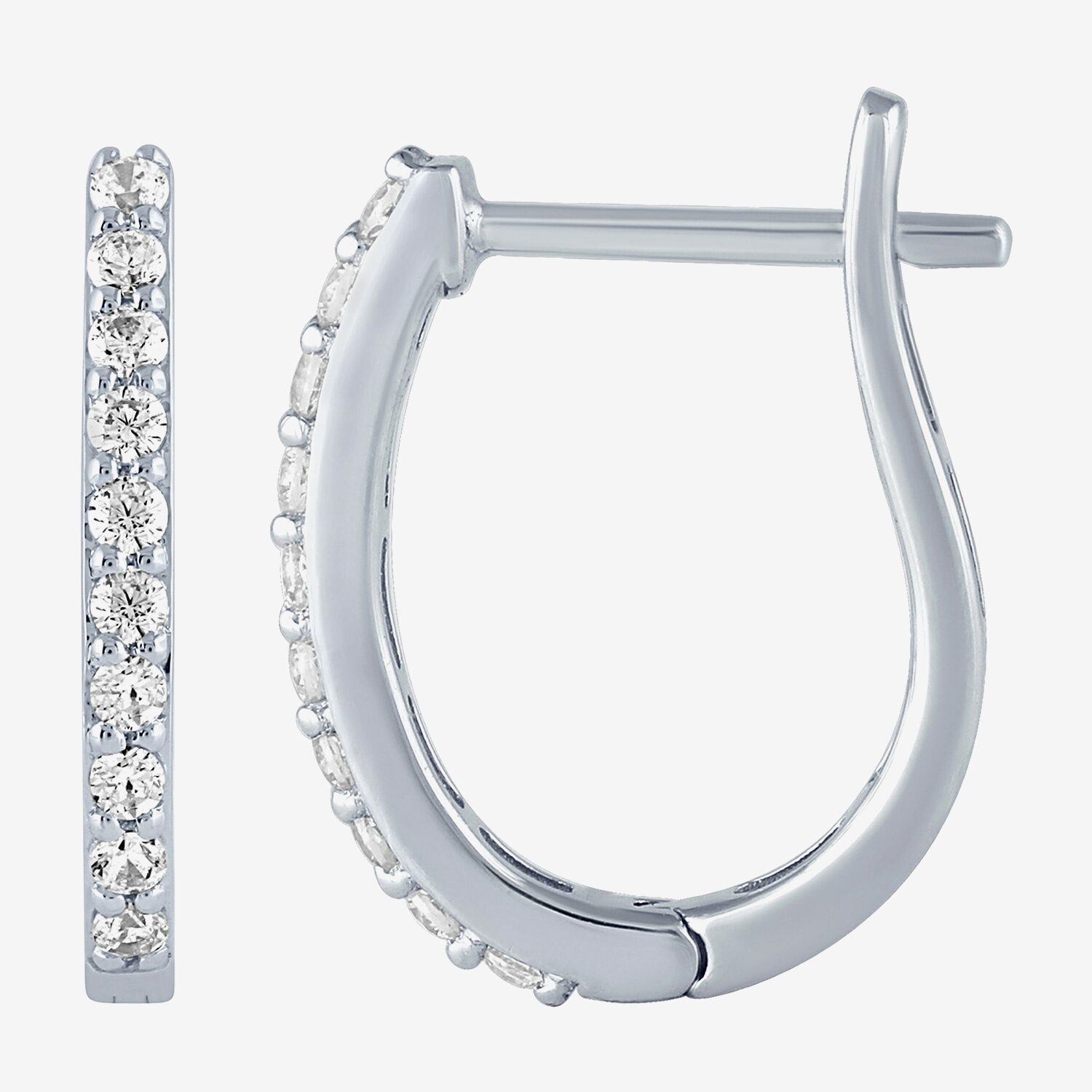 (H-I / I1) Womens 1/4 CT. T.W. Lab Grown White Diamond 10K Gold 14.5mm Hoop Earrings