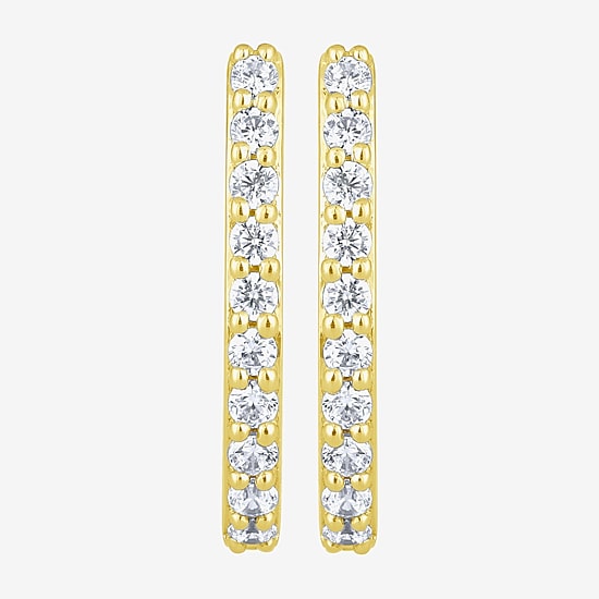 (H-I / I1) Womens 1/4 CT. T.W. Lab Grown White Diamond 10K Gold 14.5mm Hoop Earrings