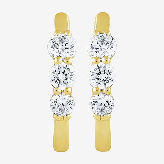 (H-I / I1) Womens 1/2 CT. T.W. Lab Grown White Diamond 10K Gold 15.2mm Hoop Earrings