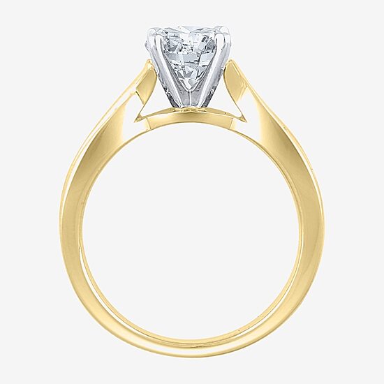 (G / Si2) Womens 1 1/3 CT. T.W. Lab Grown White Diamond 10K Gold Round Side Stone Engagement Ring