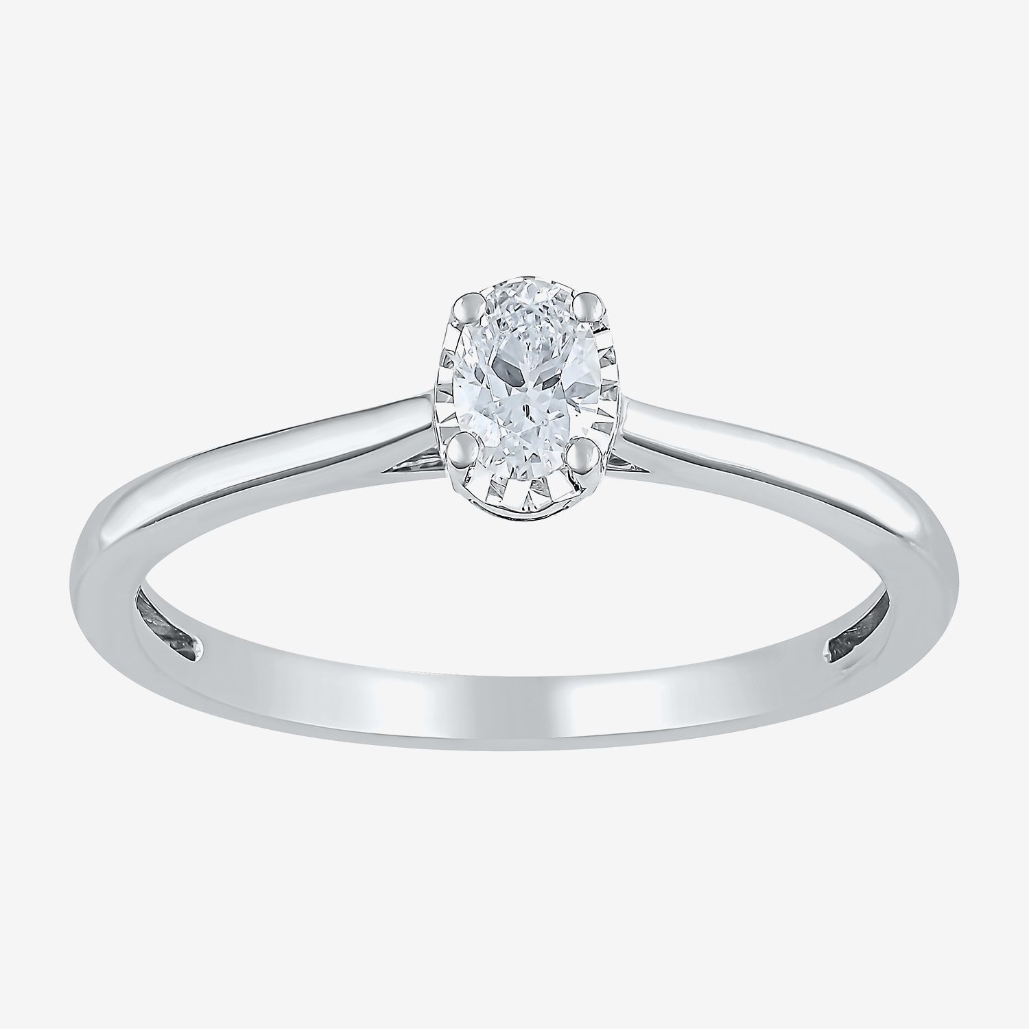 (G / Si2) Womens 1/2 CT. Lab Grown White Diamond 10K Gold Oval Solitaire Engagement Ring