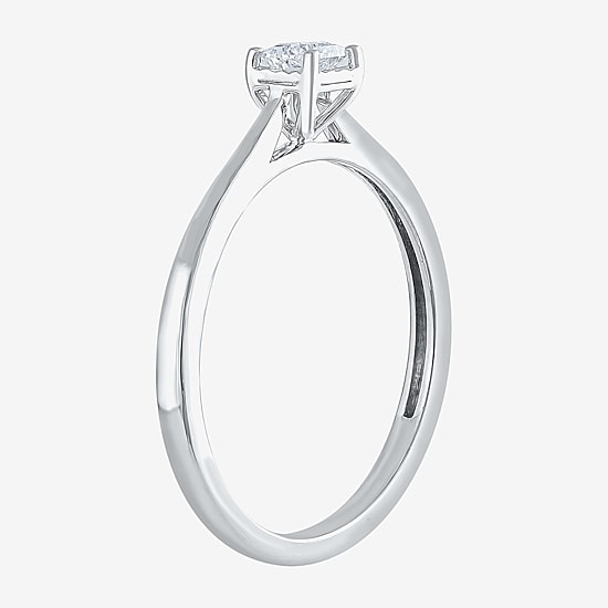 (G / Si2) Womens 1/2 CT. Lab Grown White Diamond 10K Gold Oval Solitaire Engagement Ring