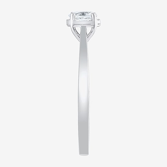 (G / Si2) Womens 1/2 CT. Lab Grown White Diamond 10K Gold Oval Solitaire Engagement Ring