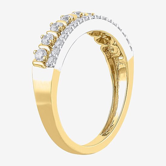 (H / I1) Womens 1/2 CT. T.W. Lab Grown White Diamond 10K Two Tone Gold Anniversary Wedding Band