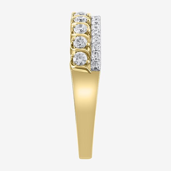 (H / I1) Womens 1/2 CT. T.W. Lab Grown White Diamond 10K Two Tone Gold Anniversary Wedding Band