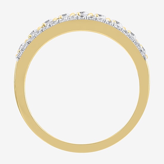 (H / I1) Womens 1/2 CT. T.W. Lab Grown White Diamond 10K Two Tone Gold Anniversary Wedding Band